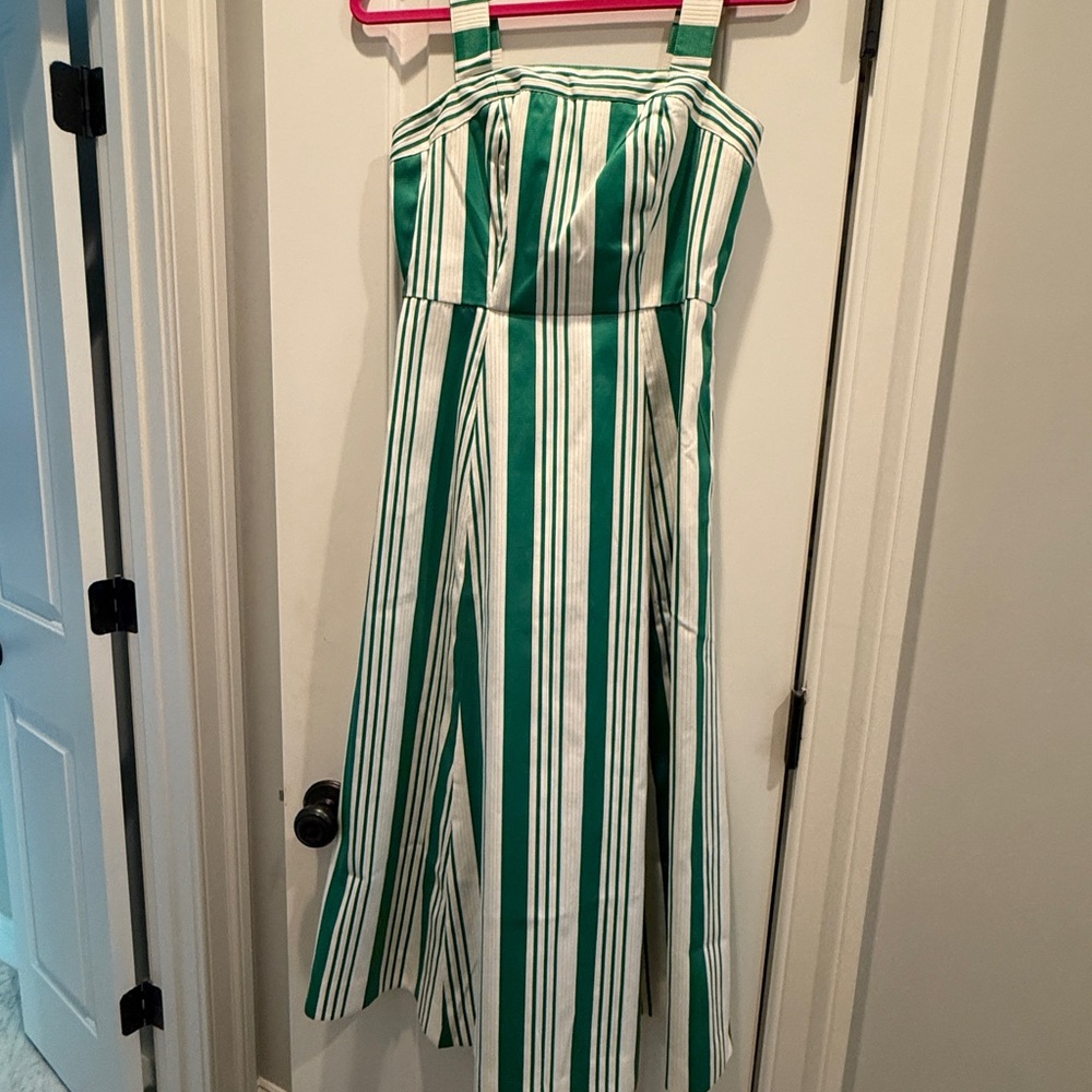 Draper James Green and Cream Striped Dress with pockets